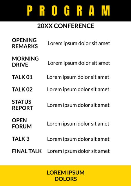 Bold Yellow Event Program Template for Clear Organized Schedules - Download Free Stock Templates Pikwizard.com