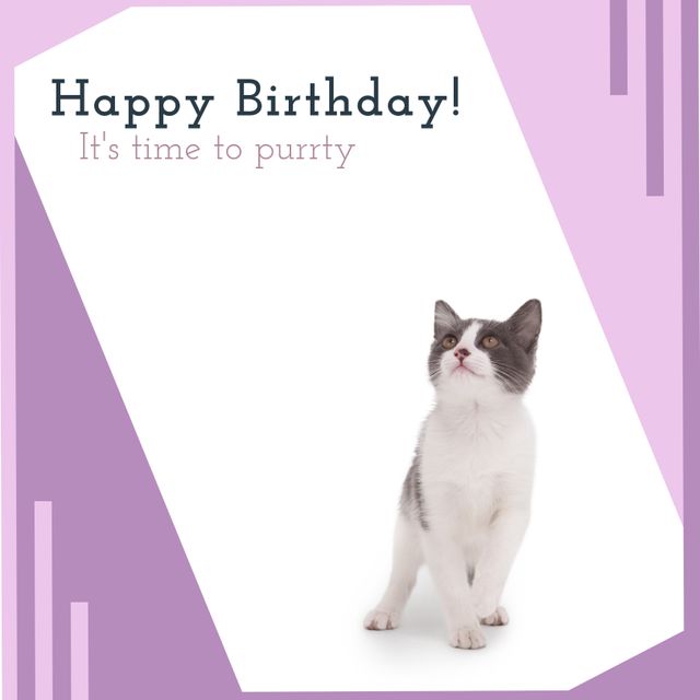 Adorable Cat Birthday Greeting Perfect for Pet Lovers - Download Free Stock Templates Pikwizard.com