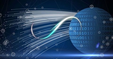 Futuristic Digital Interface with Binary Code and Icons - Download Free Stock Images Pikwizard.com