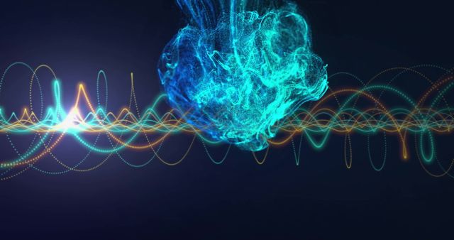 Abstract Digital Soundwaves and Blue Light Pulses - Download Free Stock Images Pikwizard.com