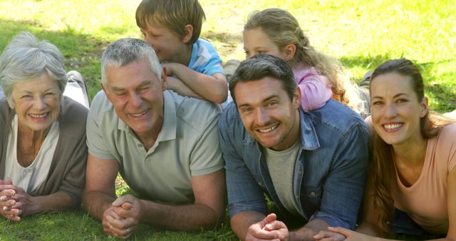 Three Generations of Happy Family Relaxing at Park - Download Free Stock Images Pikwizard.com