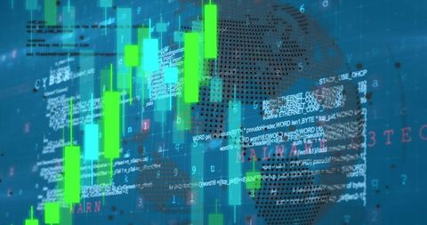 Digital interface global business data processing visualization