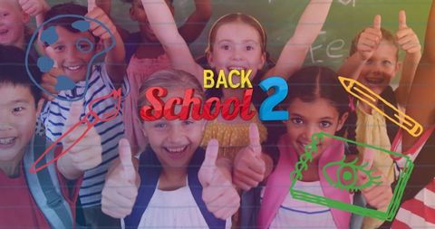 Excited students celebrating on back to school