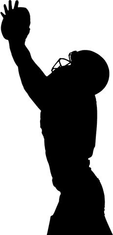 Transparent american football player silhouette with ball