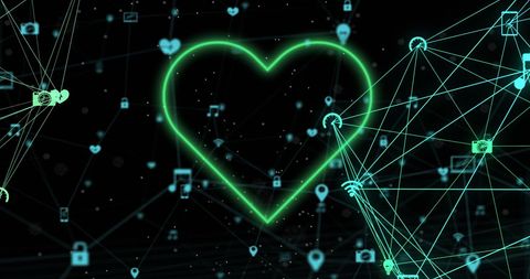 Digital heart with data network connections