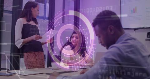 Innovative Business Team Collaborating with Digital Technology in Modern Office