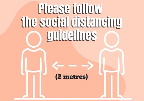 Social Distancing Guideline Illustration on Pink Background - Download Free Stock Templates Pikwizard.com