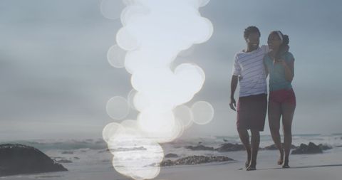 Couple Enjoying Relaxing Beach Walk - Download Free Stock Images Pikwizard.com