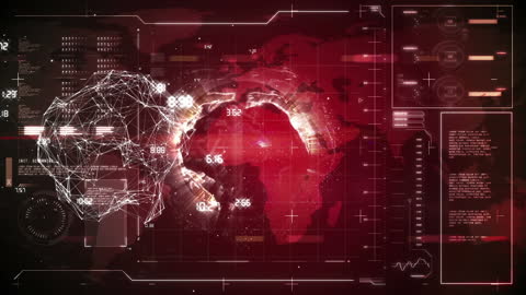 Futuristic AI Interface with Digital Brain and Global Data