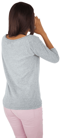 Back view of woman shouting transparent background