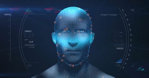 Futuristic Human Head Data Interface with Digital Matrix - Download Free Stock Images Pikwizard.com