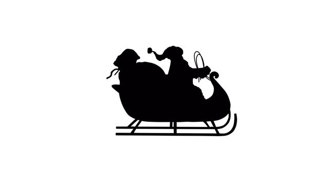 Silhouette of Santa Claus in Sleigh with Gift Bag - Download Free Stock Images Pikwizard.com