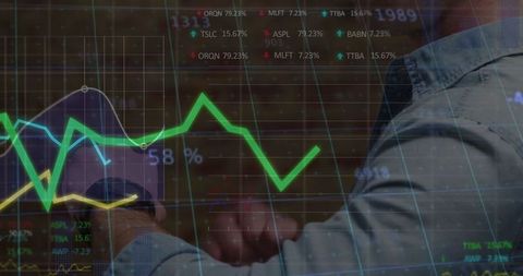Business Deal Handshake with Financial Data Overlay Graph