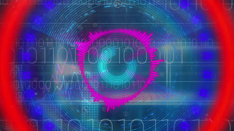 Futuristic Digital Eye with Binary Code Overlay