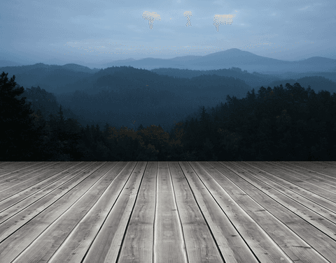 Transparent Wooden Deck with Breathtaking Mountain Landscape