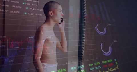 Digital Stock Market Concept with Business Professional on Phone