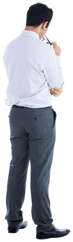 Back View of Businessman with Glasses on Transparent Background