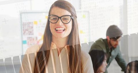 Smiling professional collaborative office teamwork innovation