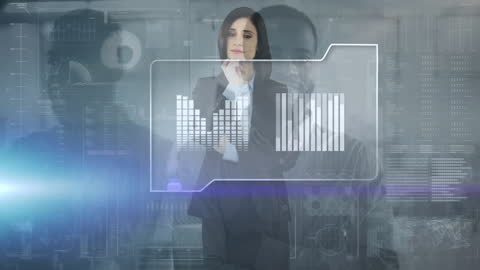 Businesswoman Analyzing Digital Data in a High-Tech Environment