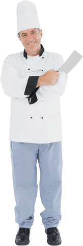 smiling chef holding meat cleaver transparent background full body - Download Free Stock Videos Pikwizard.com