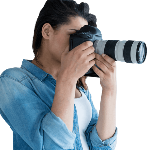 young woman photographer with camera transparent background - Download Free Stock Videos Pikwizard.com
