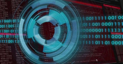 Futuristic Digital Interface with Holographic Data Overlay