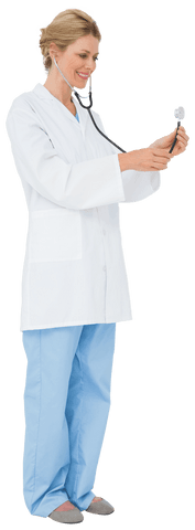 Transparent Image of Female Doctor Using Stethoscope on White Background - Download Free Stock Videos Pikwizard.com