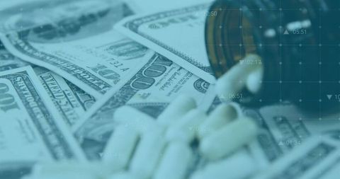 Concept of Pharmaceutical Investments with Currency and Medication
