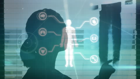 Doctor Analyzing Digital X-ray with Futuristic Interface