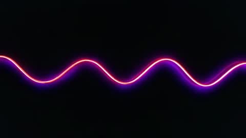 Vibrant Neon Sine Wave Over Black Background in Continuous Motion