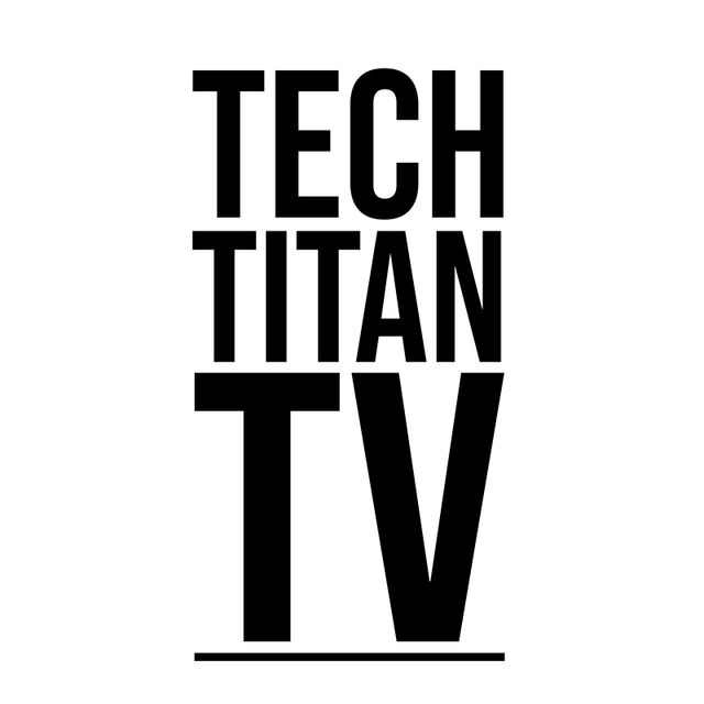 This logo illustration with the text 'Tech Titan TV' in bold black letters on a white background can be used for branding and marketing purposes. Ideal for tech companies, television programs, media agencies, modern businesses, and creative projects requiring a minimalistic and sleek logo.