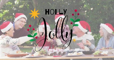 Caucasian Family Celebrating Christmas Wearing Santa Hats - Download Free Stock Images Pikwizard.com