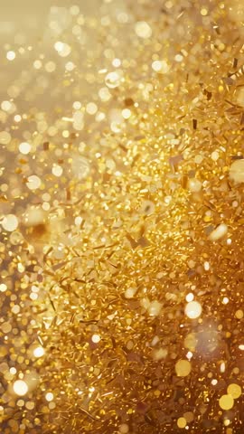 Drifting Gold Confetti Cascade with Bokeh Lights for Vertical Luxury Shimmer Loop