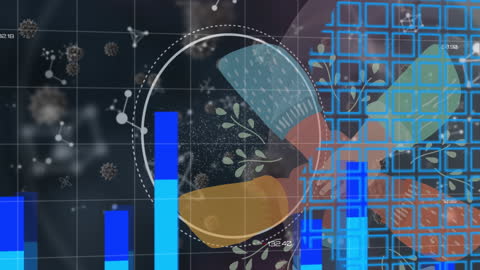 Digital Interface and Data Charts with Scientific Virus Cells