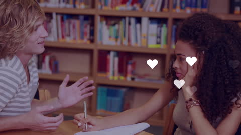 Interacting Students in School Library with Creative Animation Overlay