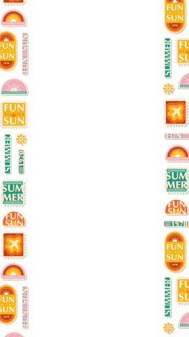 Transparent summer border with vibrant badges and icons in party style