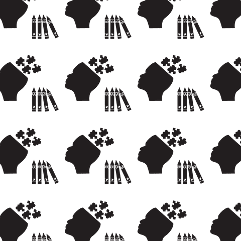 Seamless transparent black head and crayon pattern design