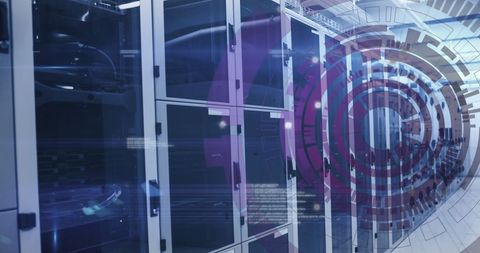 Network Datacenter with Futuristic Digital Interface Overlay - Download Free Stock Images Pikwizard.com