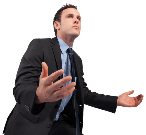Businessman in Suit with Outstretched Arms Transparent