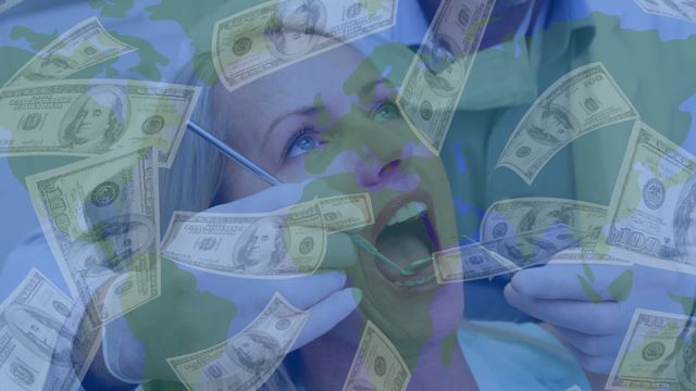 Visual representation of dental care costs, making it useful for articles discussing healthcare affordability, economic impact of medical expenses, or the business side of healthcare. Represents financial aspects connected to dental treatment.