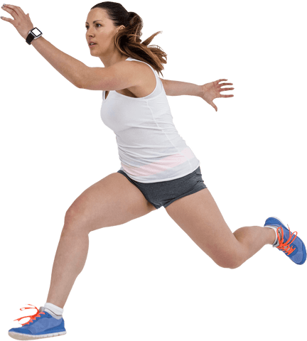 Caucasian Female Runner Sprinting Forward on Transparent Background - Download Free Stock Videos Pikwizard.com