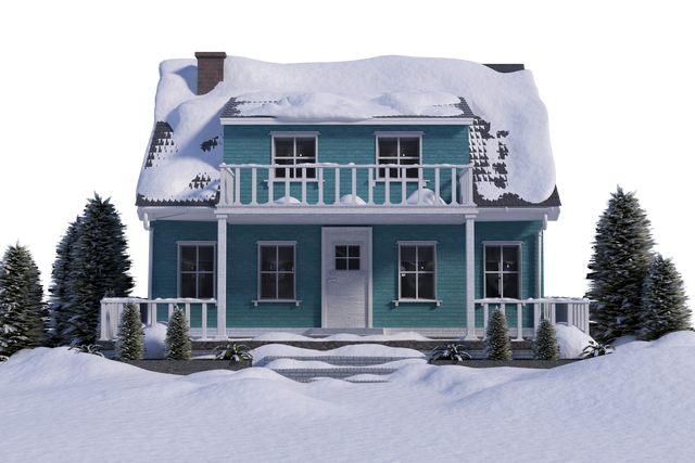 Snow-Covered Winter House Illustration on Transparent Background - Download Free Stock Videos Pikwizard.com