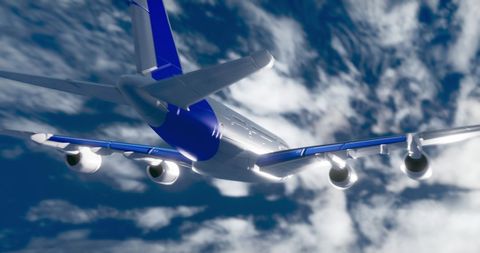 Digital Plane Flying Above Clouds in Digital Interface Concept - Download Free Stock Images Pikwizard.com