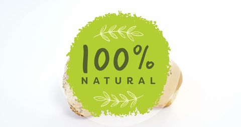 100 percent natural label on fresh artisan bread