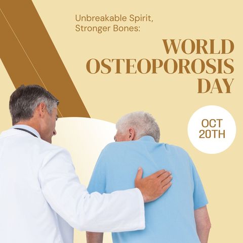 Doctor supporting senior patient on world osteoporosis day