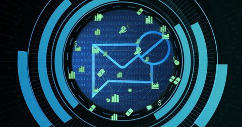 Digital Email Icon with Financial Data Over Binary Code - Download Free Stock Images Pikwizard.com