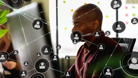 Man Experiencing Virtual Networking in Digital Workspace