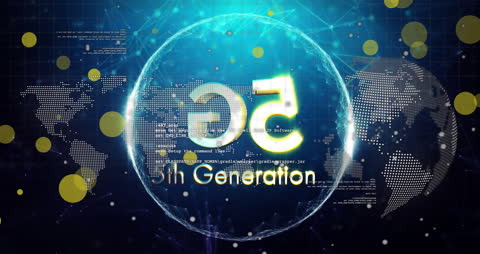 5th Generation Technology with Digital Globe and World Map