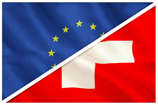 Close-up of European and Swiss Flags Displayed Together - Download Free Stock Videos Pikwizard.com