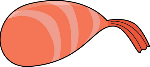 Cartoon shrimp tail illustration on transparent background